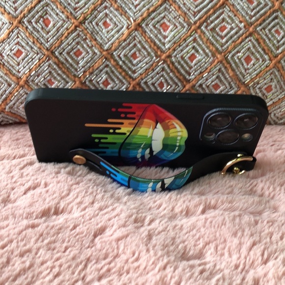 For iPhone 13 pro max phone case with wrist strap kickstand keychain lgbtq - Picture 7 of 17